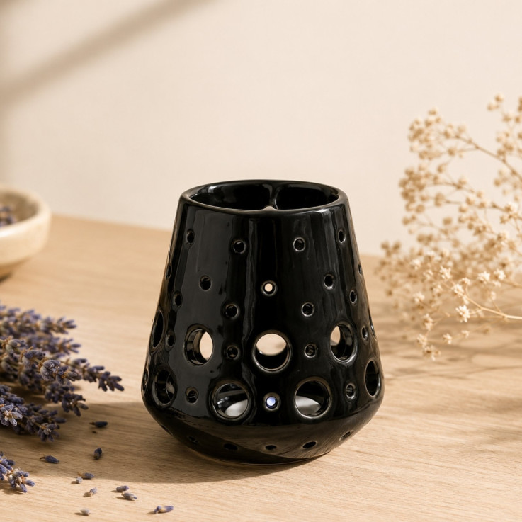 Brûle-parfum en céramique noire Loob 35 ml