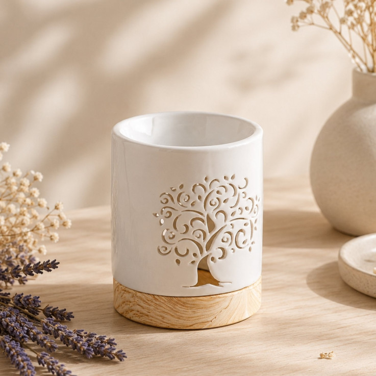 Brûle-parfum en céramique ajourée Life Tree, 50 ml