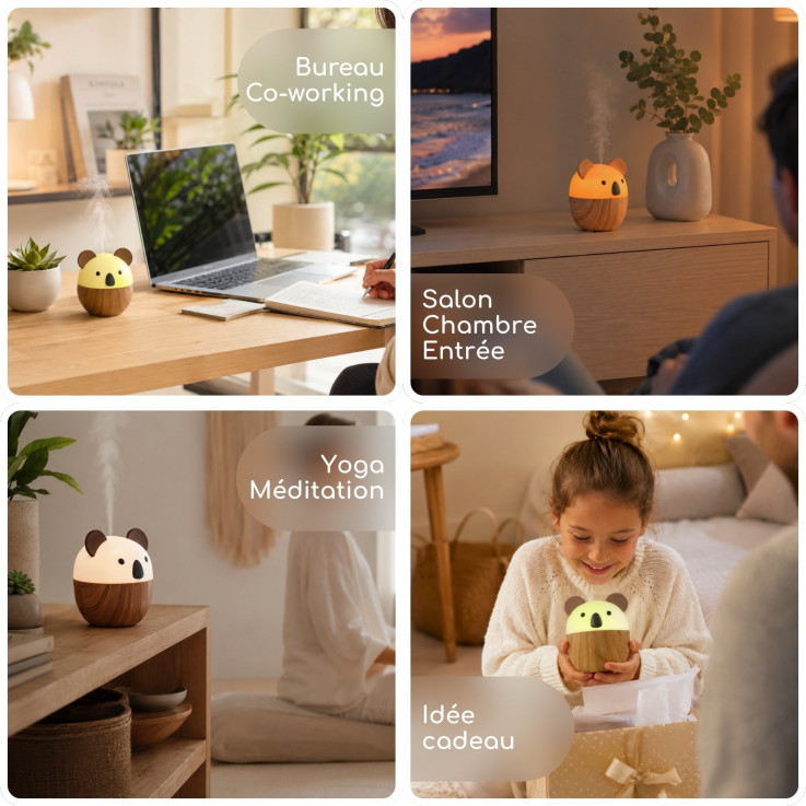 Diffuseur ultrasonique USB Woofie avec 4 huiles essentielles