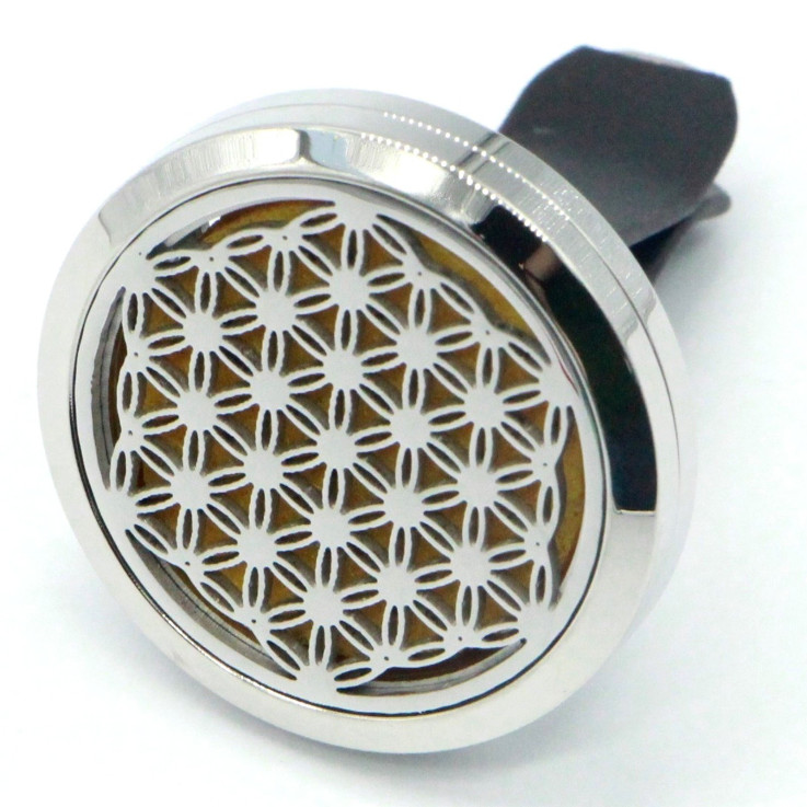Diffuseur d’aromathérapie pour voiture en inox Fleur de Vie