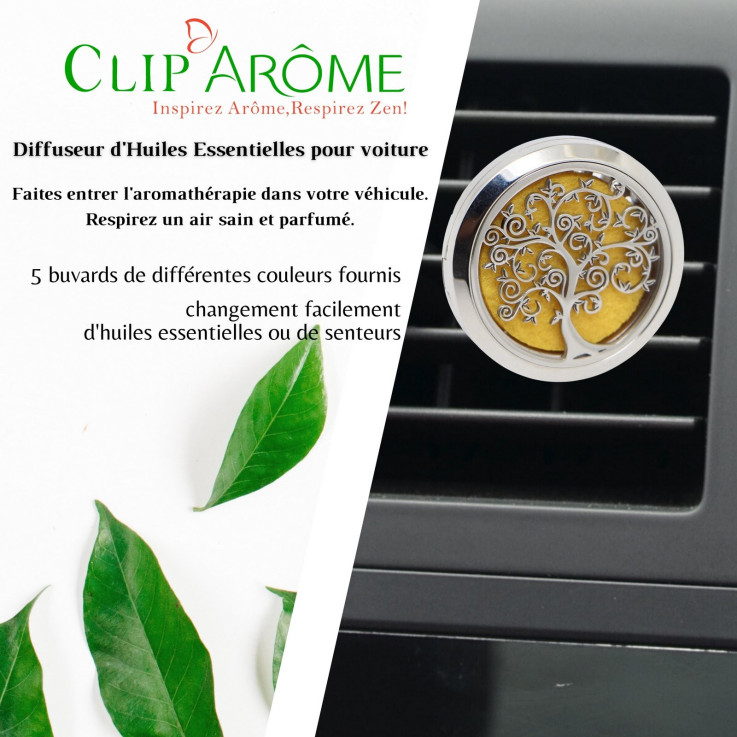 Diffuseur d’aromathérapie pour voiture Clip’Arôme Arbre de vie