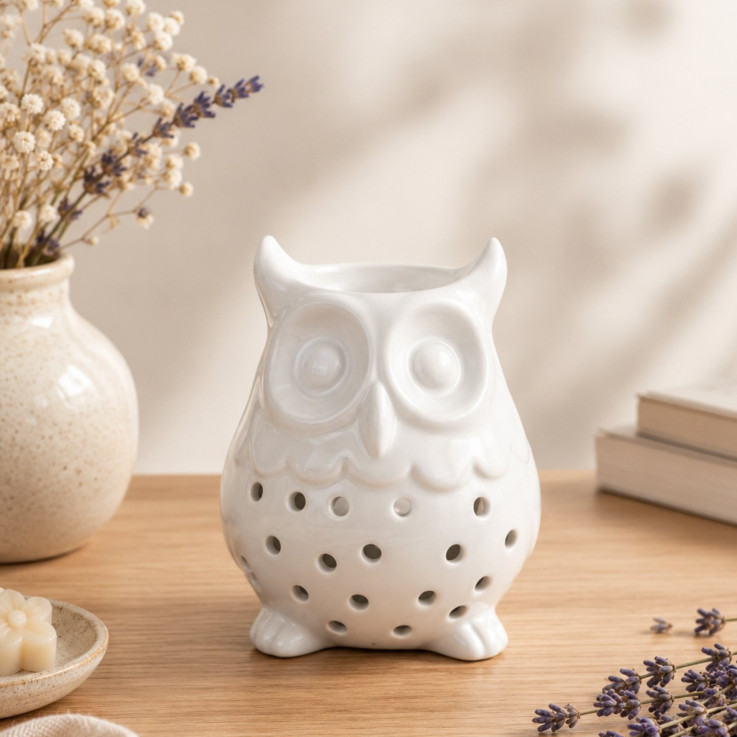 Brûle-parfum en céramique hibou, 40 ml