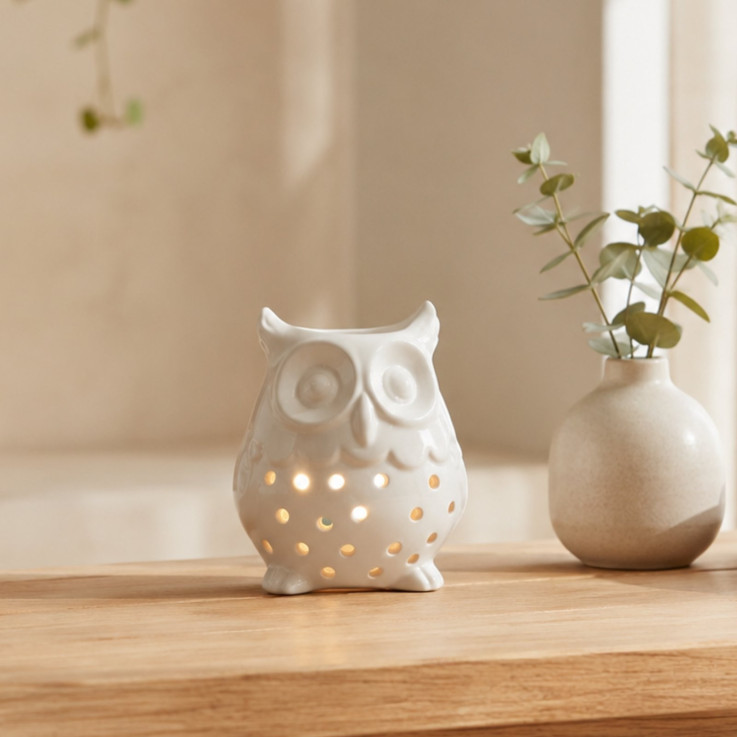 Brûle-parfum en céramique hibou, 40 ml