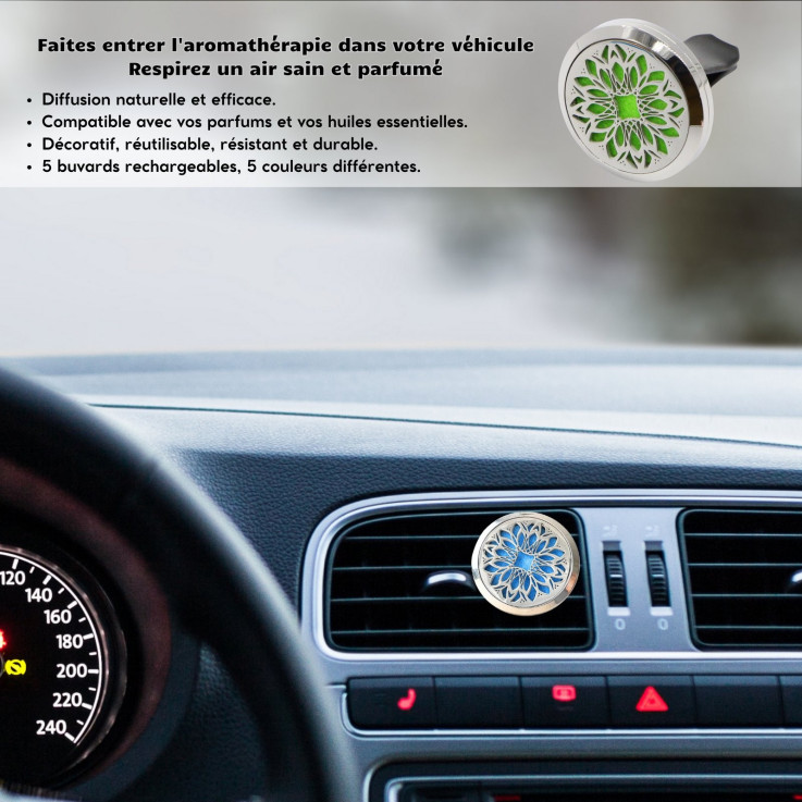 Diffuseur voiture en inox Clip’Arôme pétale de fleur