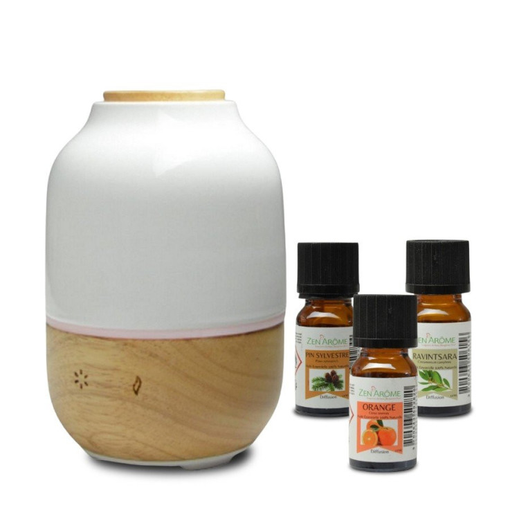 Diffuseur ultrasonique Purisia avec trio d’huiles essentielles, 120 ml