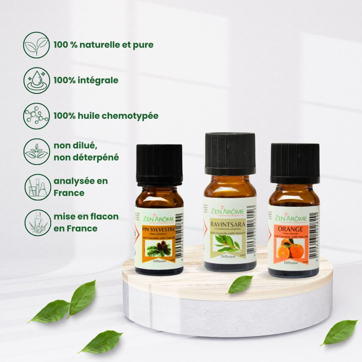 Diffuseur ultrasonique Purisia avec trio d’huiles essentielles, 120 ml