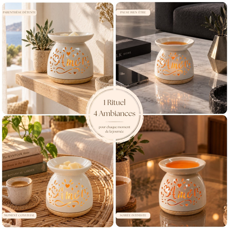 Brûle-parfum en céramique ajourée Amor, 50 ml
