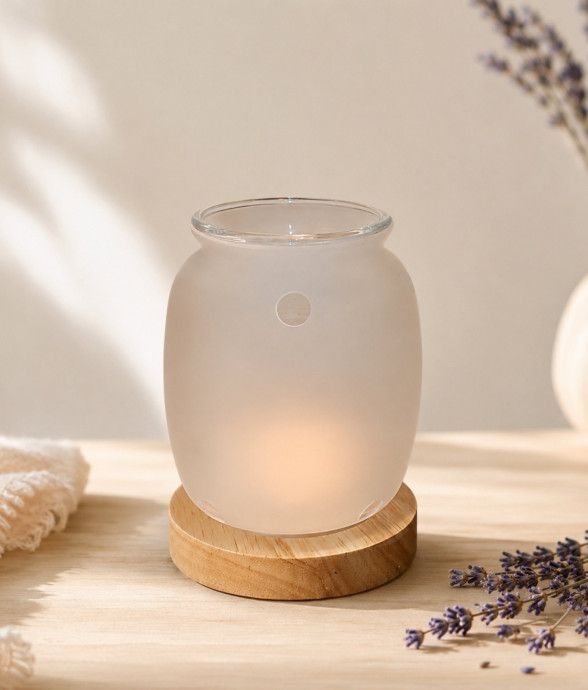 Brûle-parfum en verre givré...