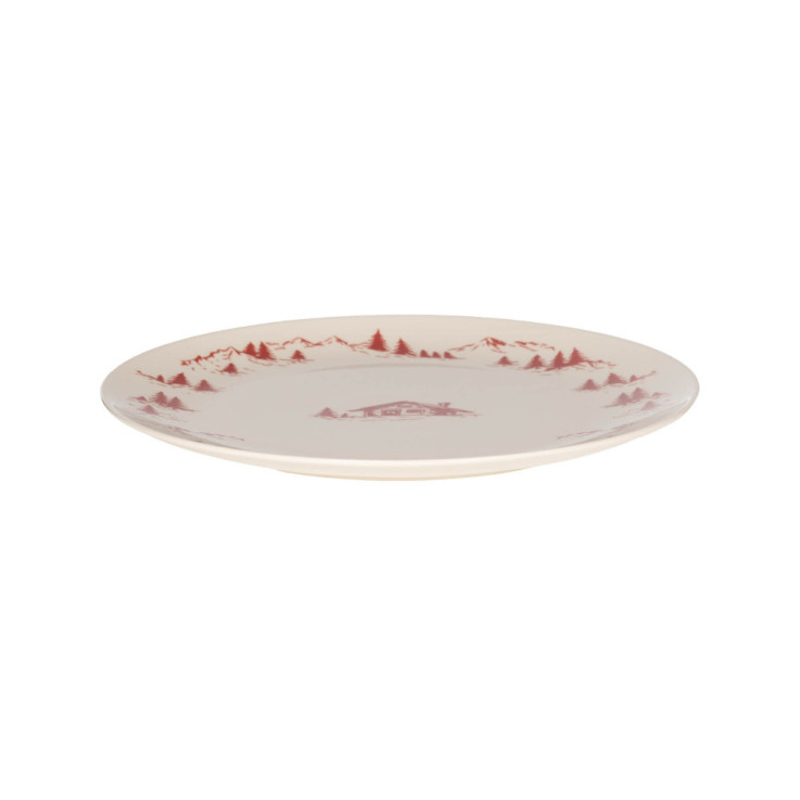 Plat rond Alpages rouge 32 cm en grès - Vaisselle de Noël
