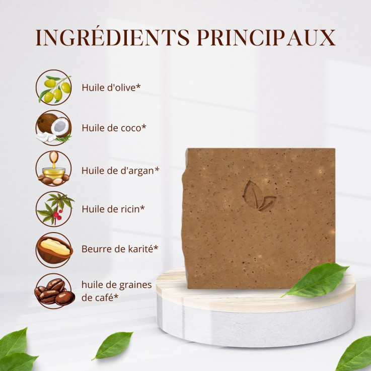 Savon exfoliant au café bio avec porte-savon magnétique, 120 g