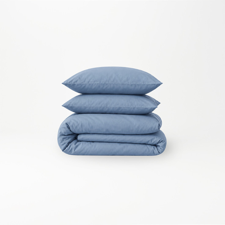 Parure de lit unie en percale de coton bio, taies carrées, LES ESSENTIELS