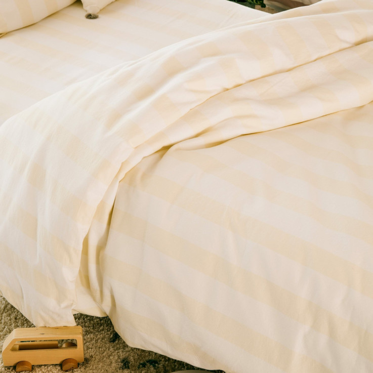 Housse de couette 1 personne Percale Coton Bio Maxi-Rayure
