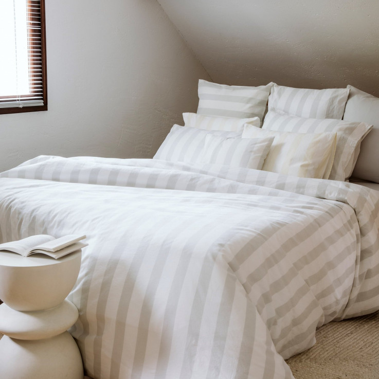 Housse de couette adulte Percale Coton Bio Maxi-Rayure