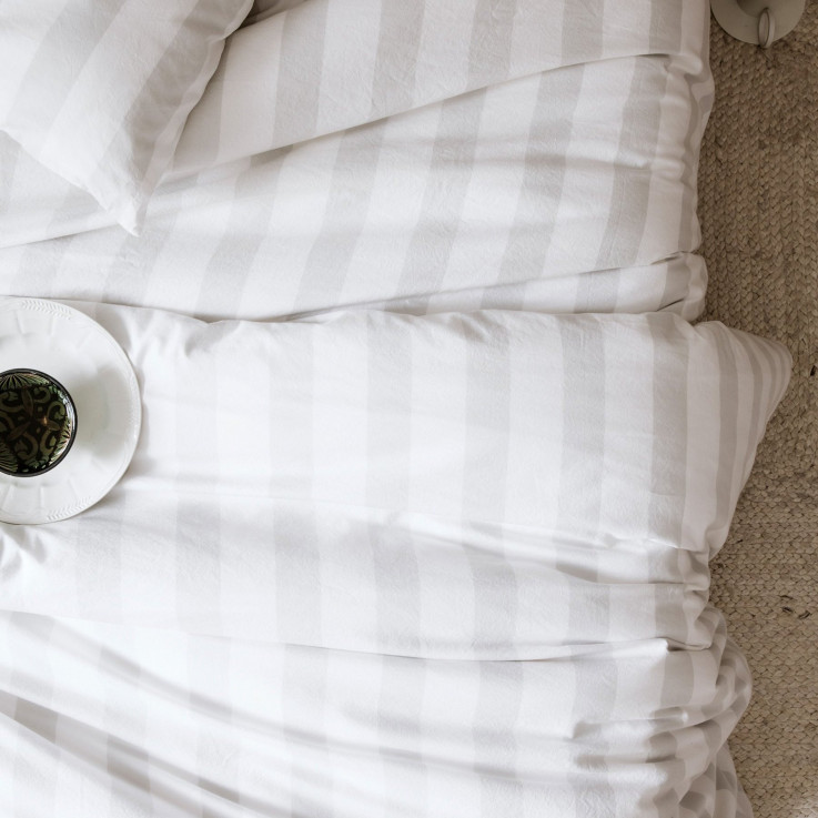 Housse de couette adulte Percale Coton Bio Maxi-Rayure