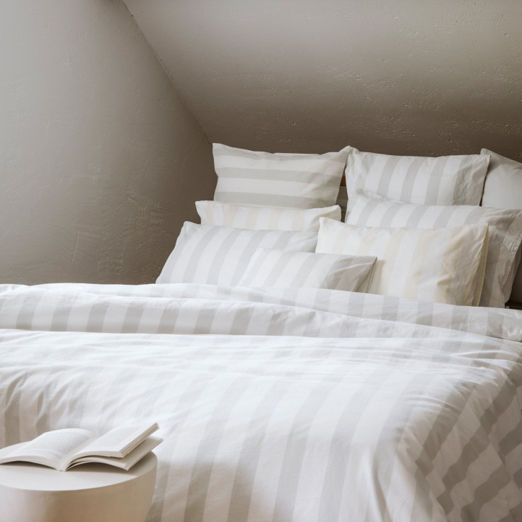 Housse de couette adulte Percale Coton Bio Maxi-Rayure