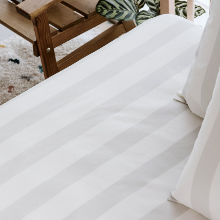 Drap housse 1 personne Percale Coton Bio Maxi-Rayure
