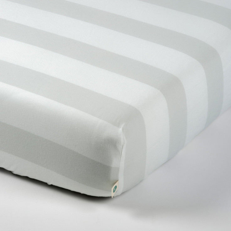Drap housse 1 personne Percale Coton Bio Maxi-Rayure