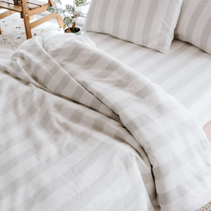 Drap housse 1 personne Percale Coton Bio Maxi-Rayure