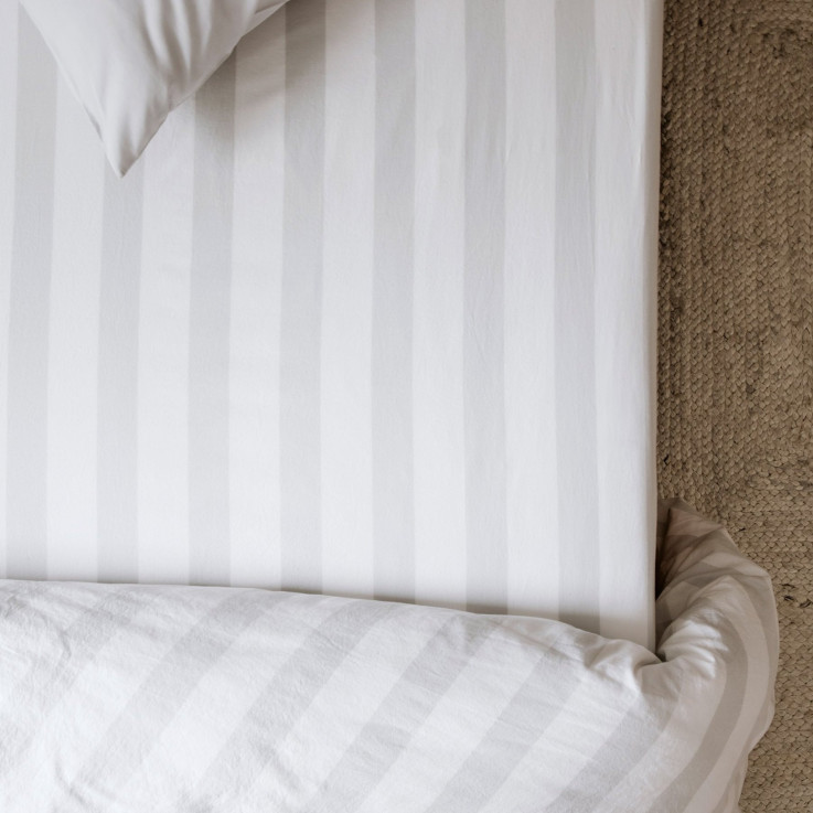 Drap housse adulte Percale Coton Bio Maxi-Rayure