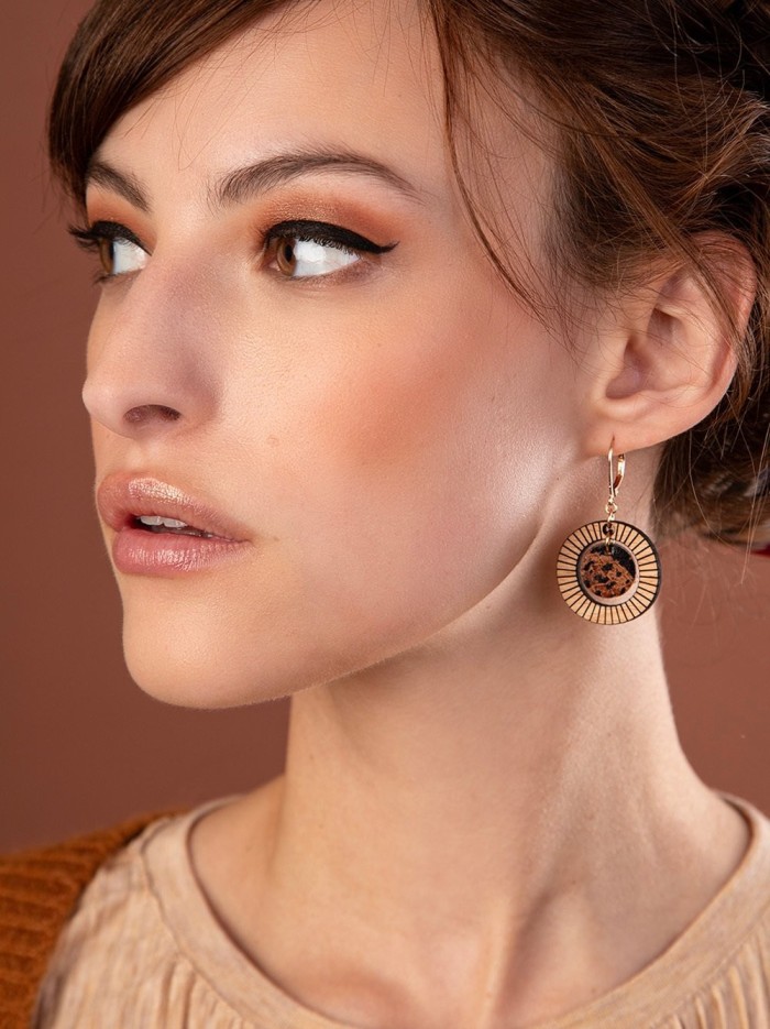 Boucles d'oreilles en bois BULLE Caramel