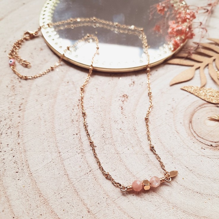 Collier COMETE Pierre lune rose