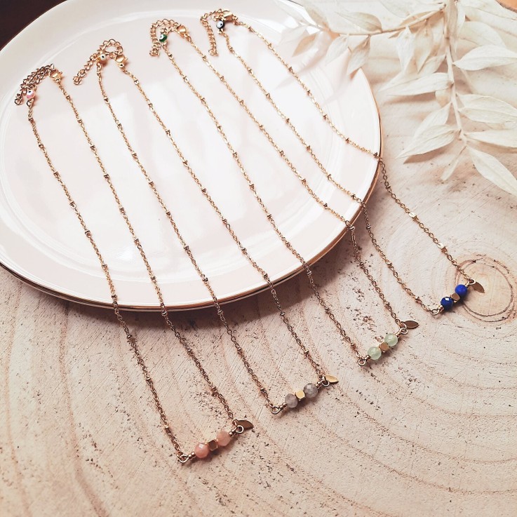 Collier COMETE Pierre lune rose
