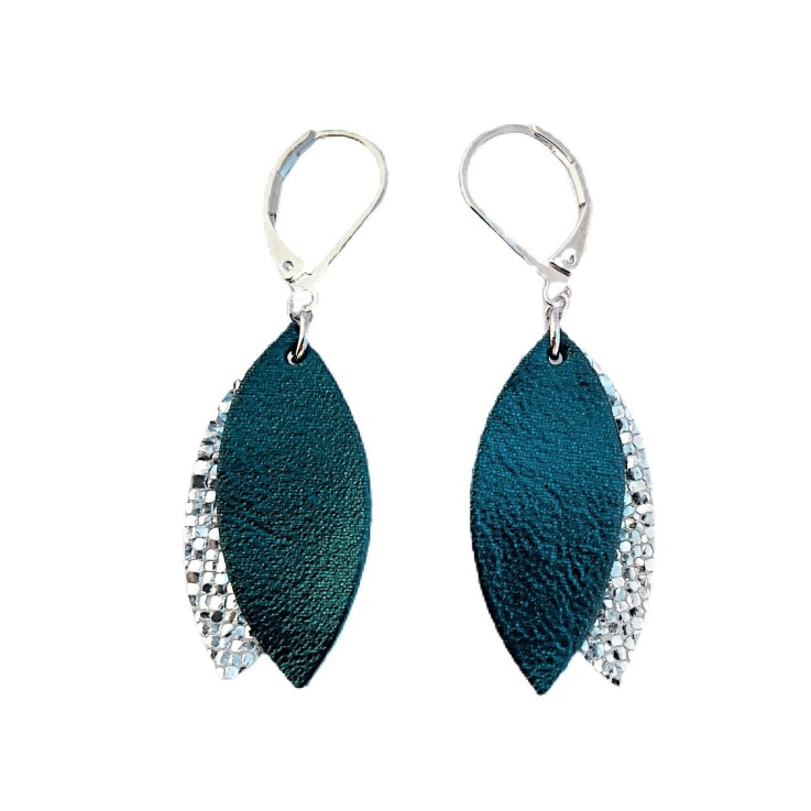 Boucles d'oreilles MINI PETALE Bleu pétrole