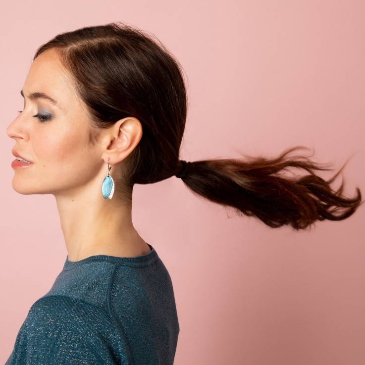 Boucles d'oreilles MINI PETALE Bleu pétrole