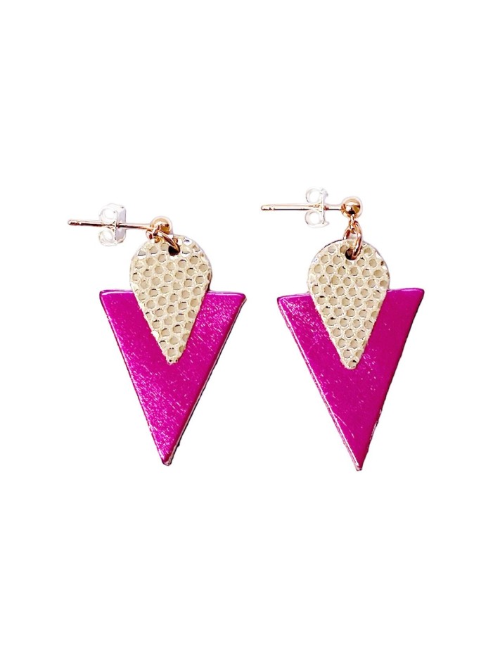 Clous d'oreilles TRIANGLE Fuchsia
