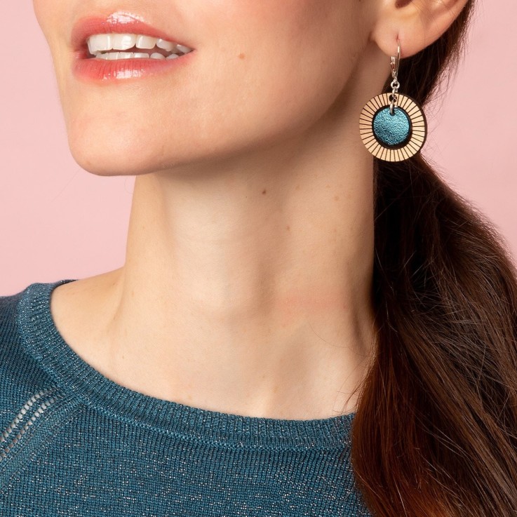 Boucles d'oreilles BULLE Bleu pétrole