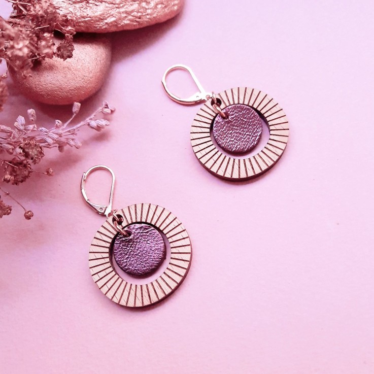 Boucles d'oreilles BULLE en bois Cassis