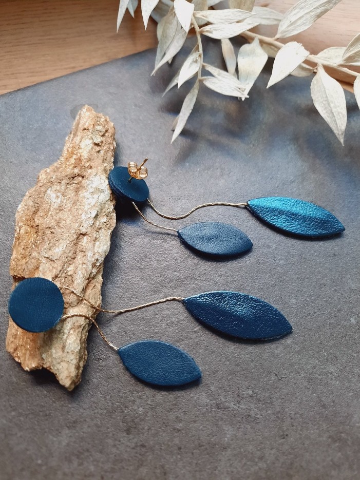 Boucles d'oreilles COCOTTE Bleu pétrole