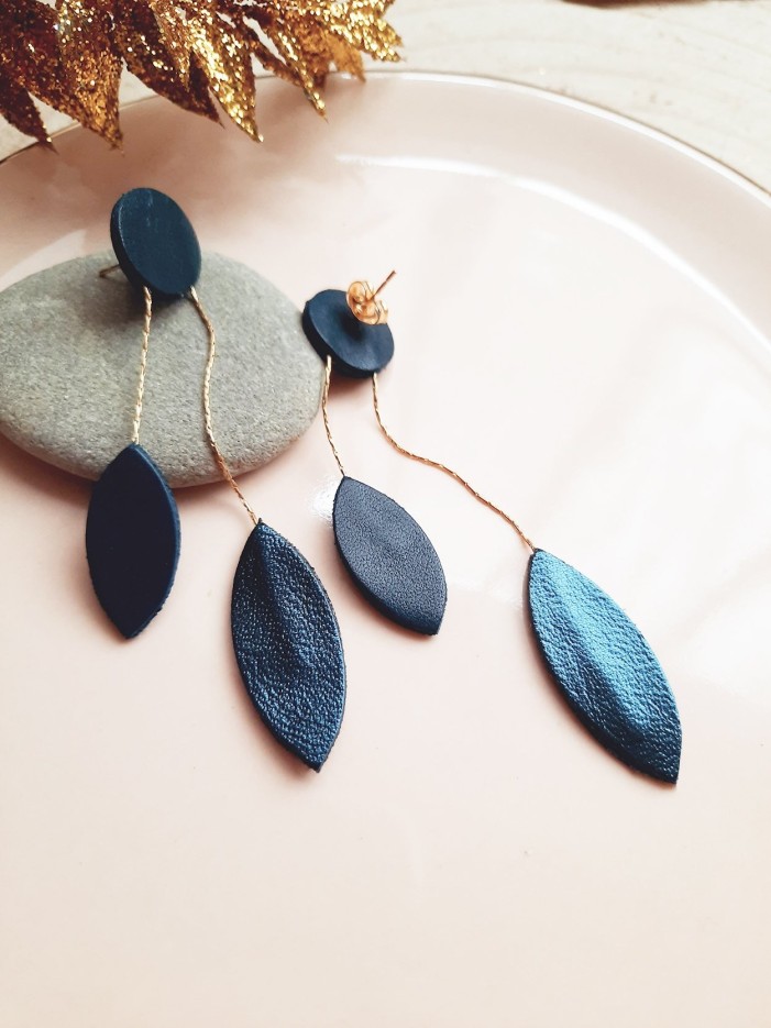 Boucles d'oreilles COCOTTE Bleu pétrole