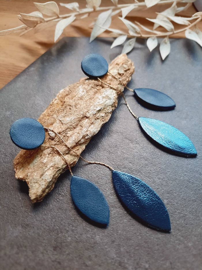 Boucles d'oreilles COCOTTE Bleu pétrole