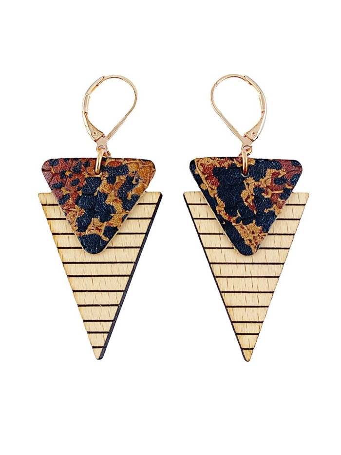 Boucles d'oreilles en bois MARINIERE Caramel