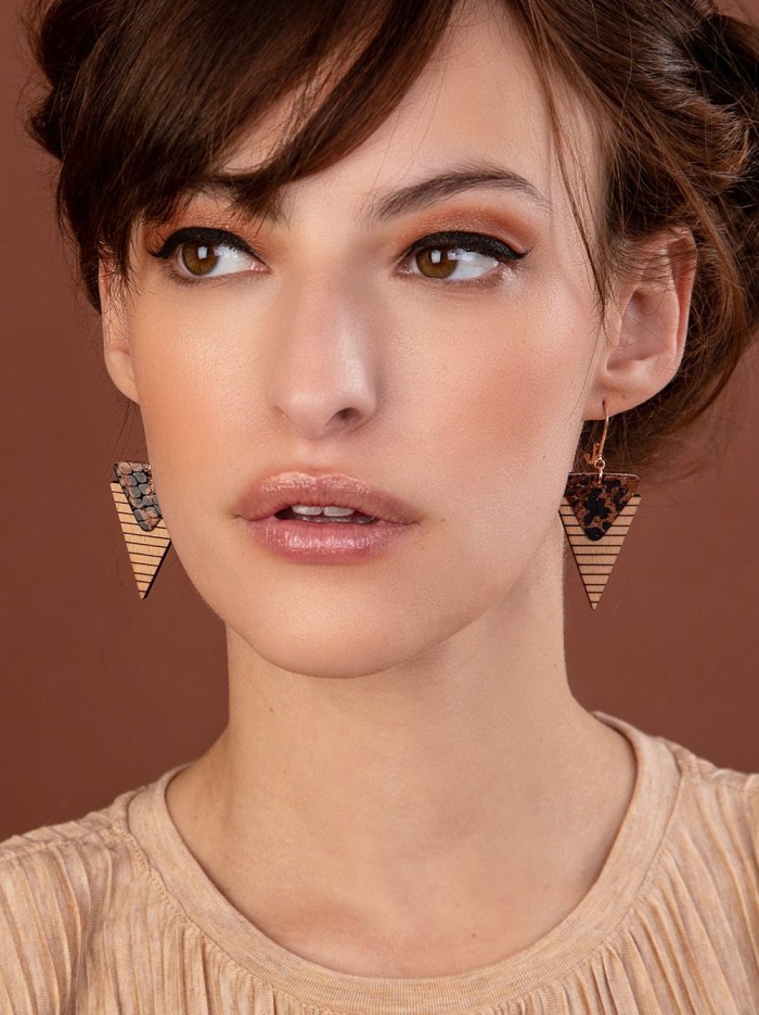 Boucles d'oreilles en bois MARINIERE Caramel