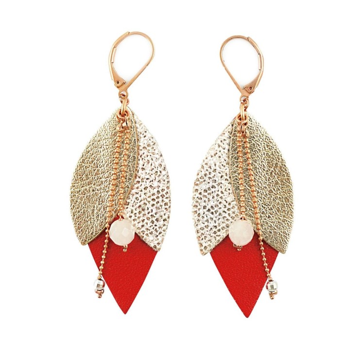 Boucles d'oreilles pendantes TULIPE Rouge