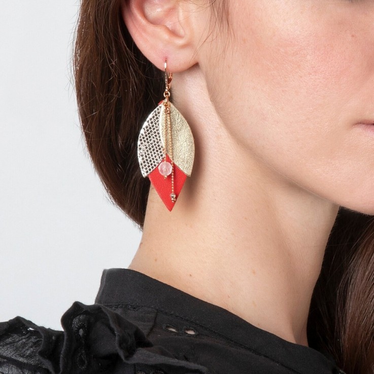 Boucles d'oreilles pendantes TULIPE Rouge