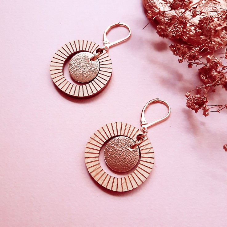 Boucles d'oreilles BULLE en bois Or rose