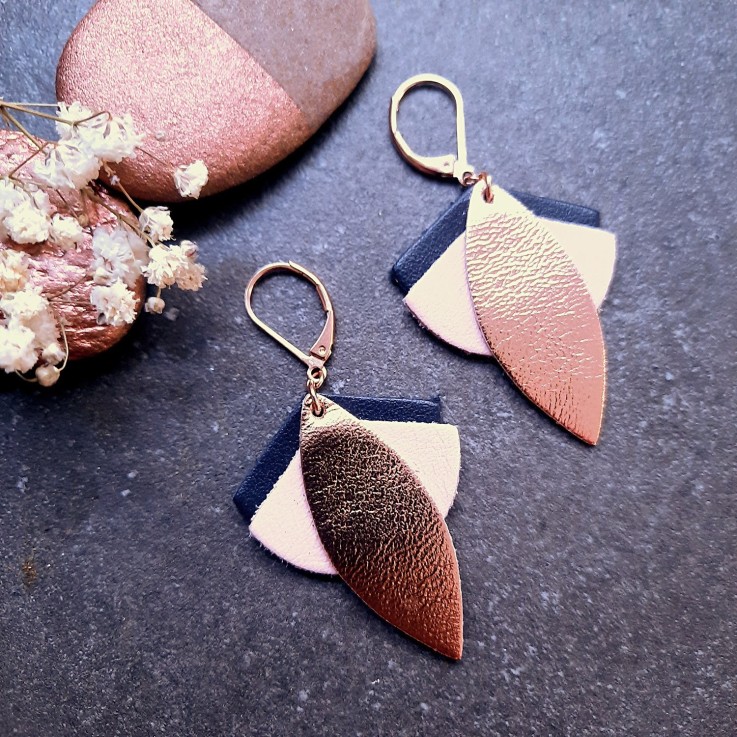 Boucles d'oreilles en cuir LOTUS Marine