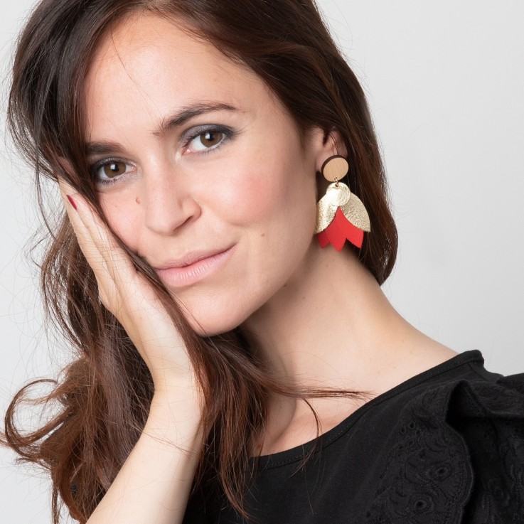Boucles oversize MANDALA Rouge