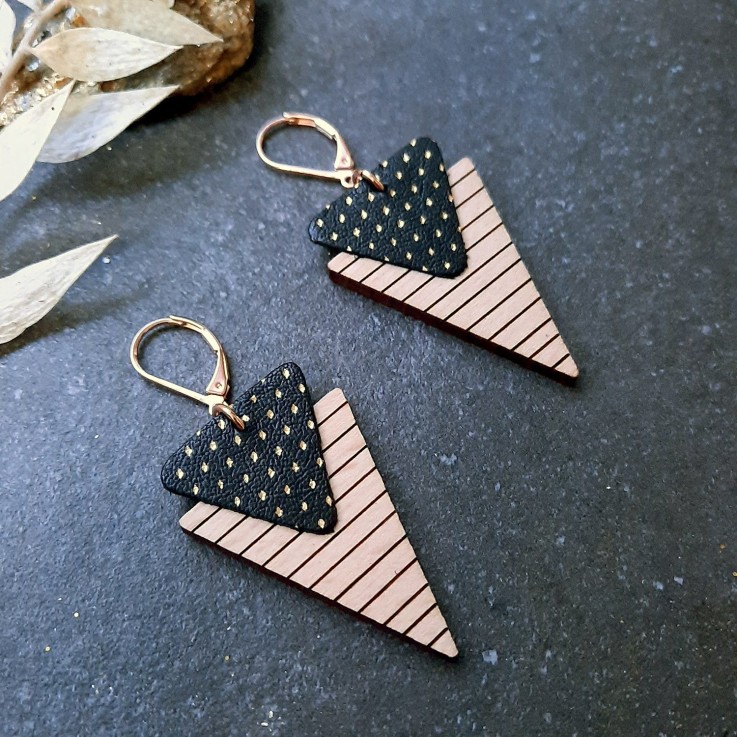 Boucles d'oreilles en bois MARINIERE Olive
