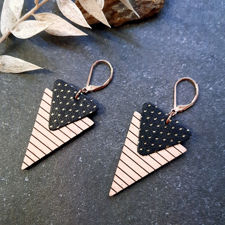 Boucles d'oreilles en bois MARINIERE Olive