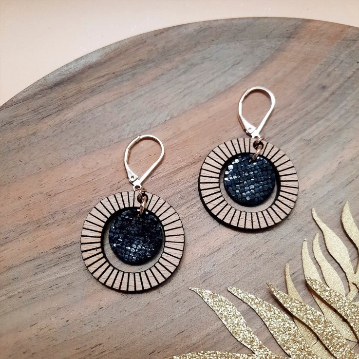 Boucles d'oreilles rondes BULLE Noir