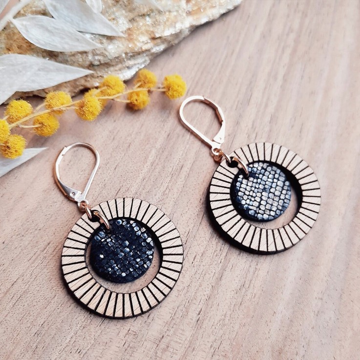 Boucles d'oreilles rondes BULLE Noir