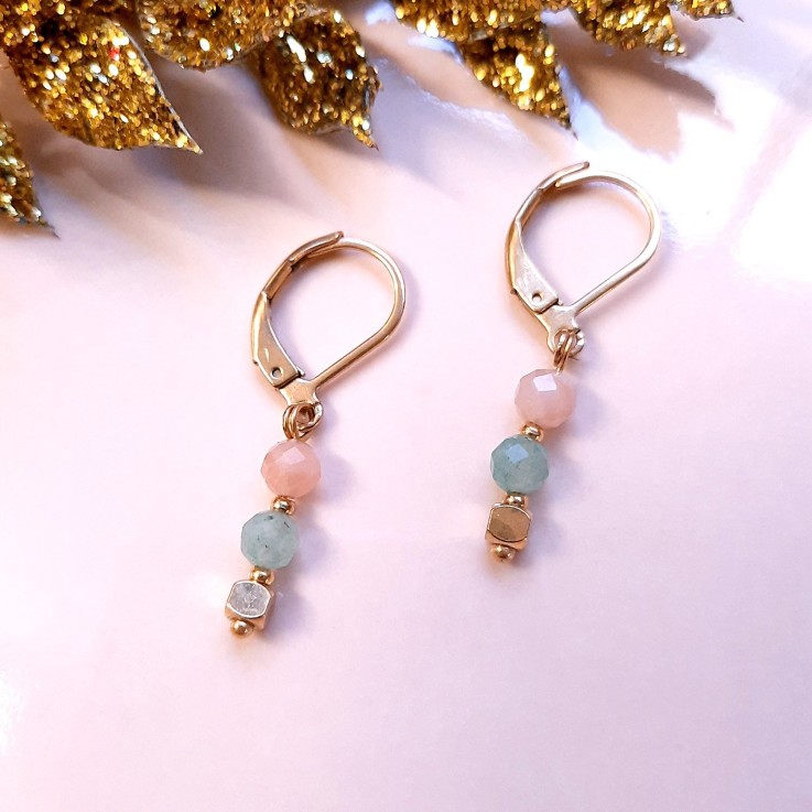 Boucles d'oreilles TALISMAN Rose et vert