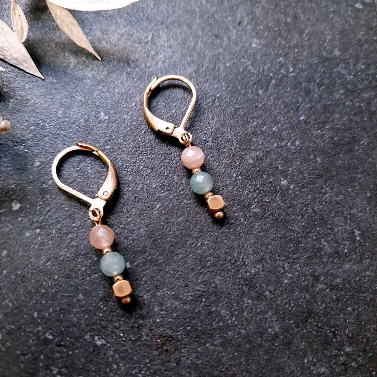 Boucles d'oreilles TALISMAN Rose et vert