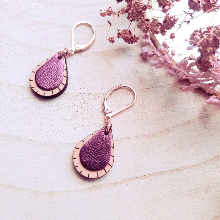 Boucles d'oreilles courtes GOUTTE Cassis
