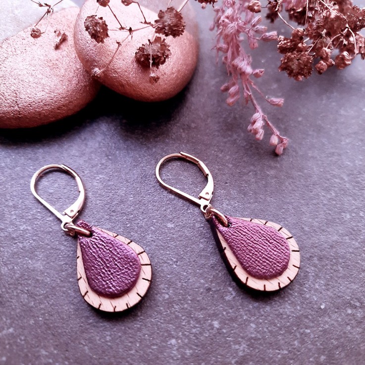 Boucles d'oreilles courtes GOUTTE Cassis