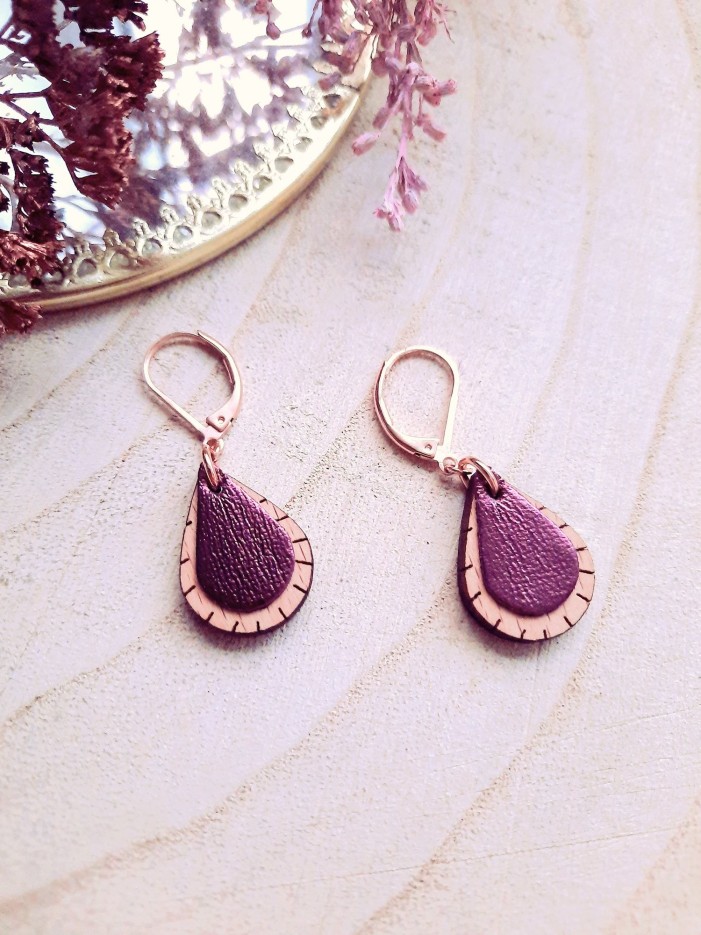 Boucles d'oreilles courtes GOUTTE Cassis